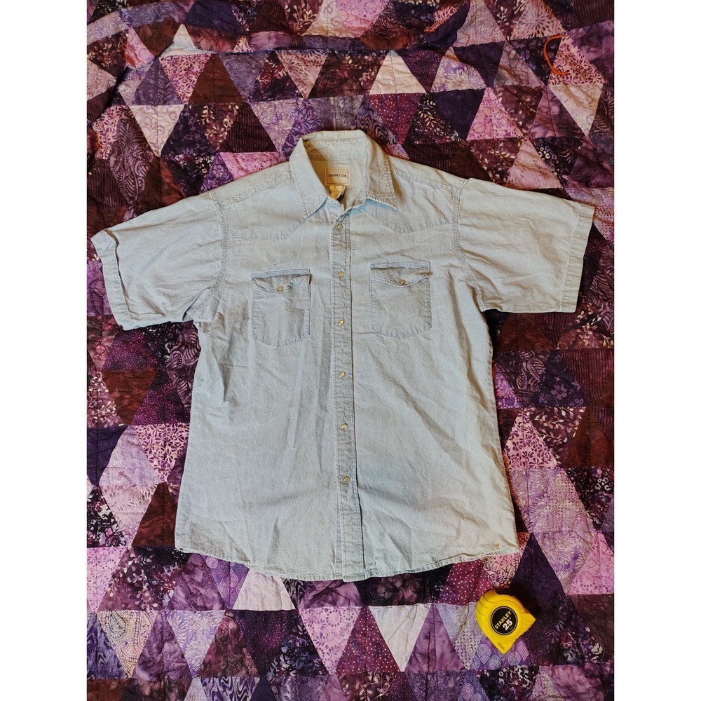 Vintage Frontier Pearl Snap Denim Shirt Mens‎ Large Blue Western Chambray